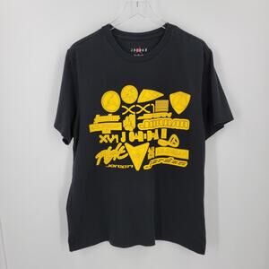Air Jordan T-Shirt Mens XL Black Yellow Graphic Print Logo DX9599-011